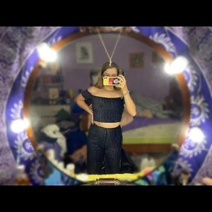 (SOLD) Matching Set Black Velvet & Silver